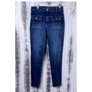 Studio F Bardot High Rise Jeans Skinny Blue Stretch Denim Women Size 10